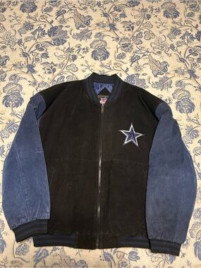 Dallas Cowboys Jacket Large NFL Game Day Varsity Leather suede Vintage